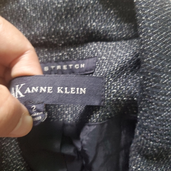 Anne Klein | Navy woven stretch three button blazer - Picture 6 of 7